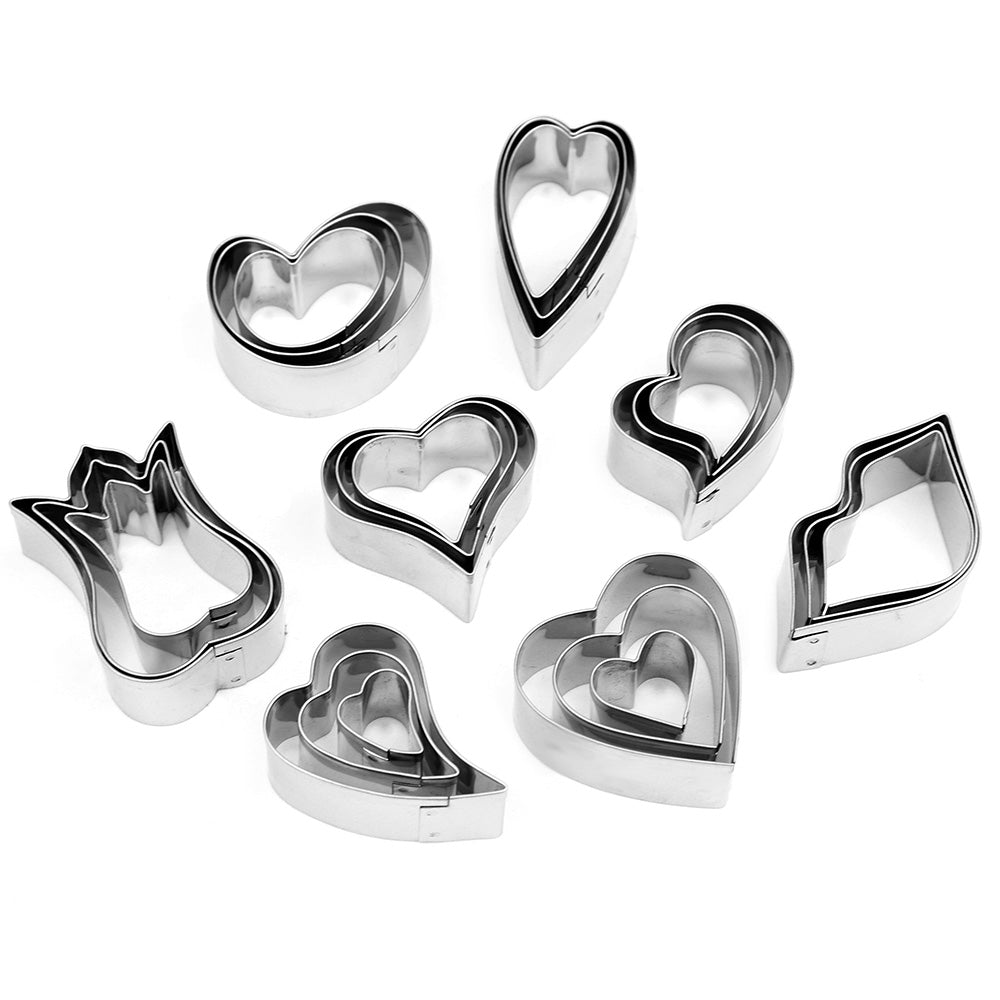 O'Creme Mini Heart Cookie Cutter Set, 24 Pcs.