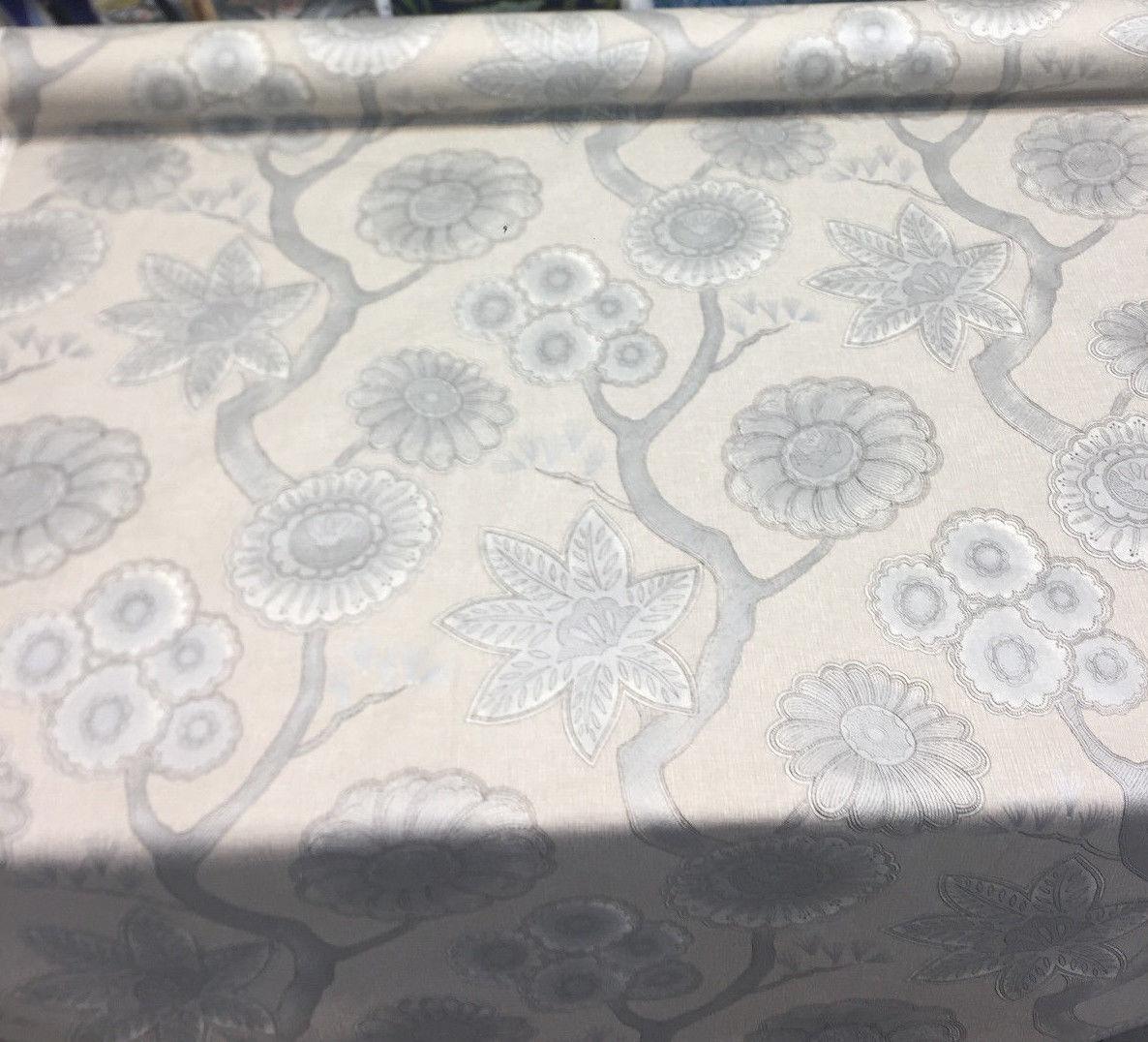 P Kaufmann Gloss Chintz Platinum Cotton Fabric - Taupe, Grey, Off-White, Metallic Silver Accents, 54" Width (1 Yard)