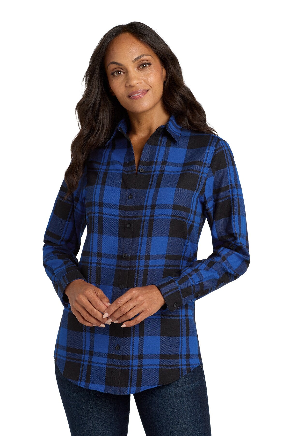 Port Authority® Plaid Tunic Flannel Shirt Women