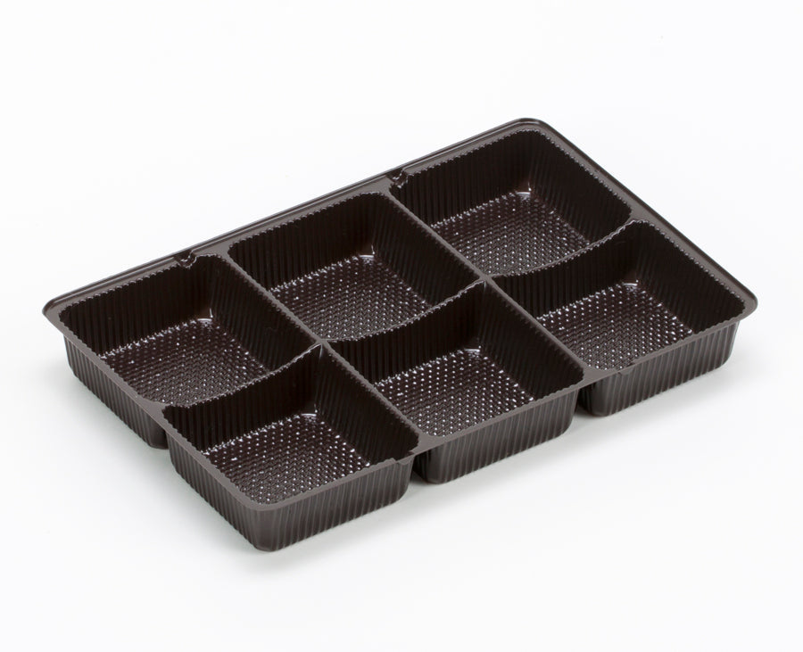 Candy Tray 7" x 4 3/8" x 7/8" Chocolate Brown 6-Cavity for Chocolates