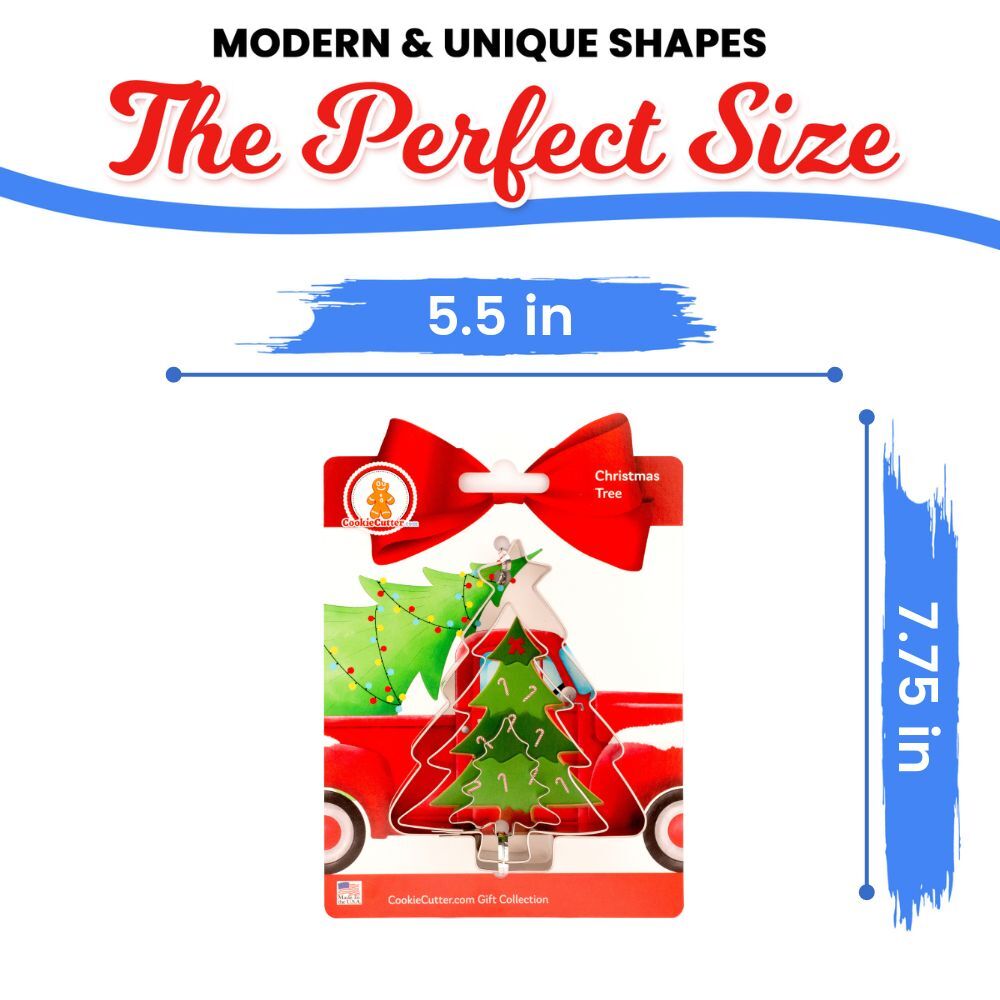 Christmas Tree Nested Cookie Cutter Set 3 Pc GC0101 with a Hang Tag Cookie Recipe Card