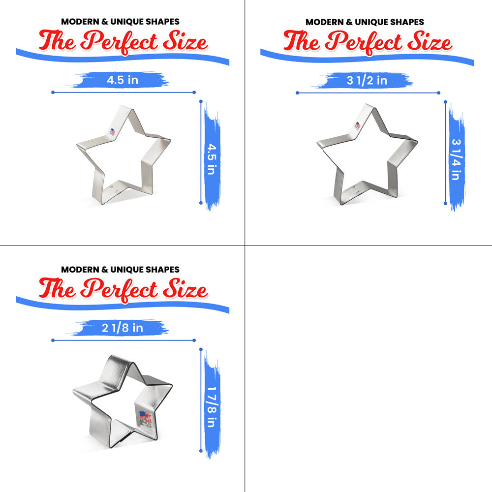 Stars Nested Cookie Cutter Set 3 Pc GC0103 with a Hang Tag Cookie Recipe Card