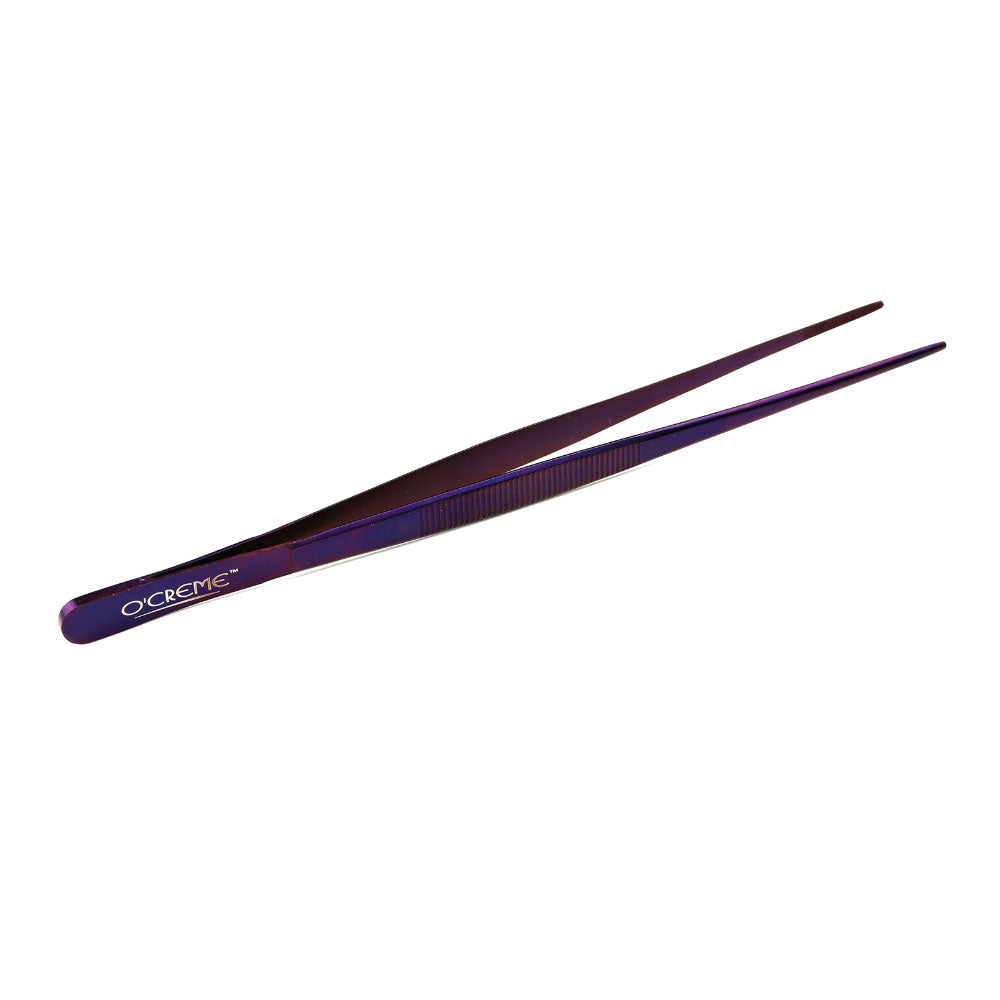 O'Creme Purple Stainless Steel Straight Tip Tweezers, 8"
