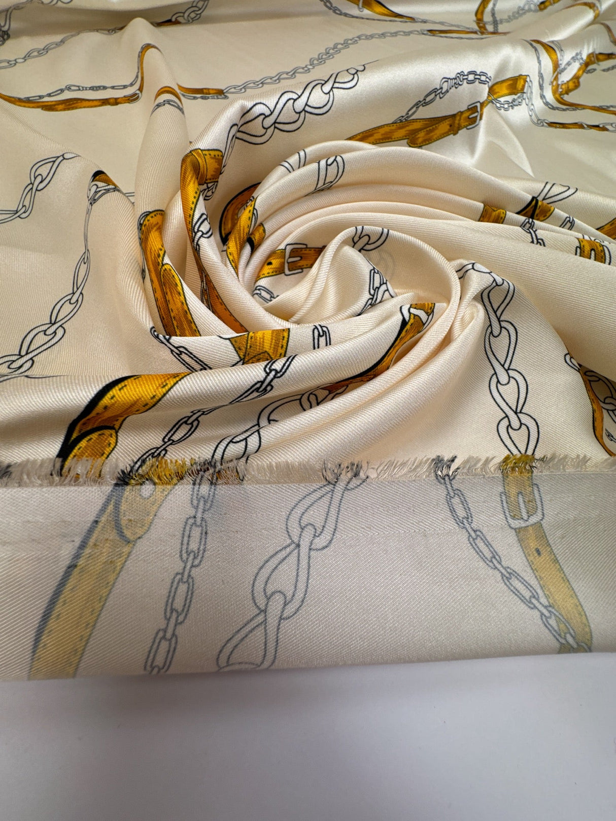 Printed Yellow Beige Polyester Twill