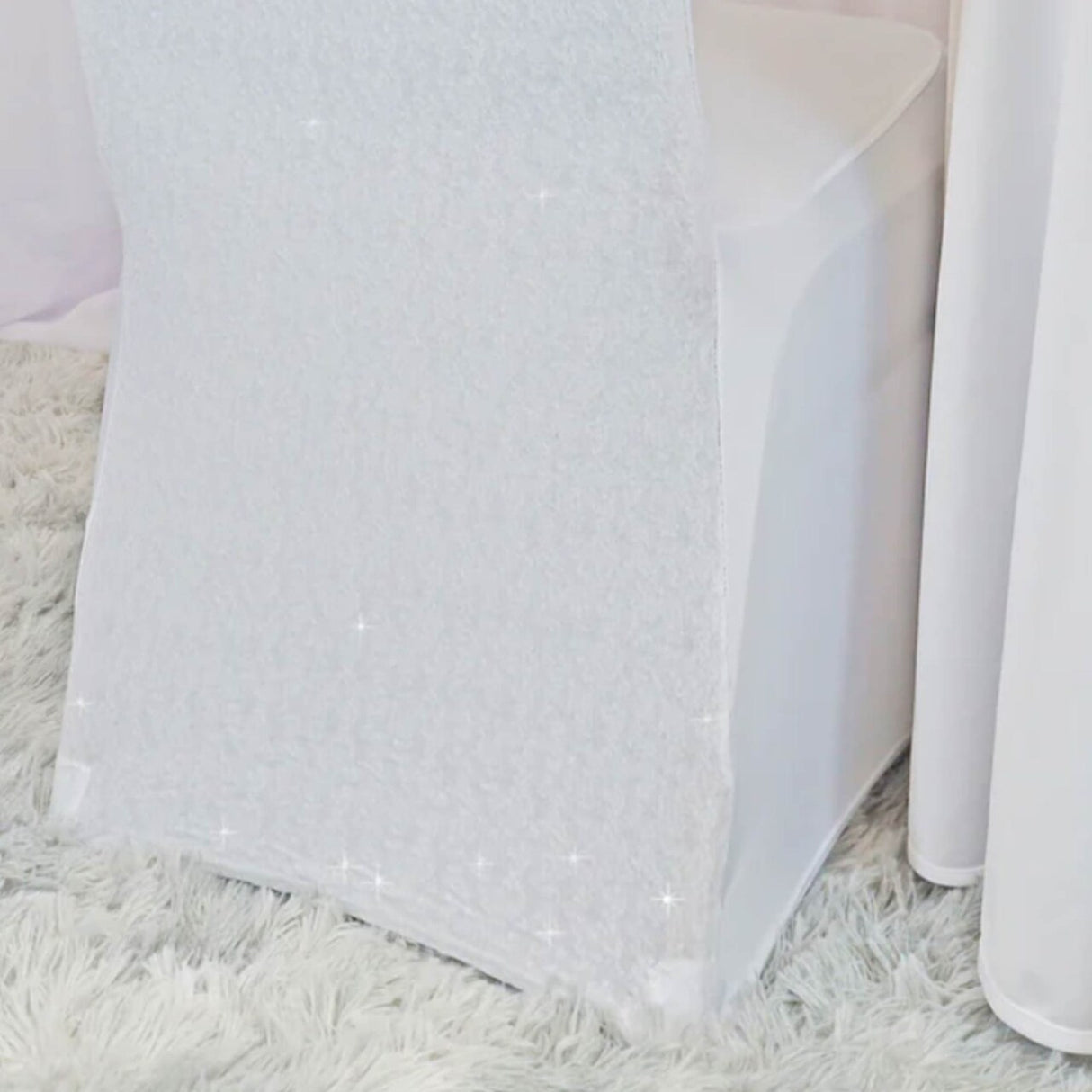 1 Piece Sequin Spandex Banquet Chair Cover White Stretch Sparkle Wedding Event Decor