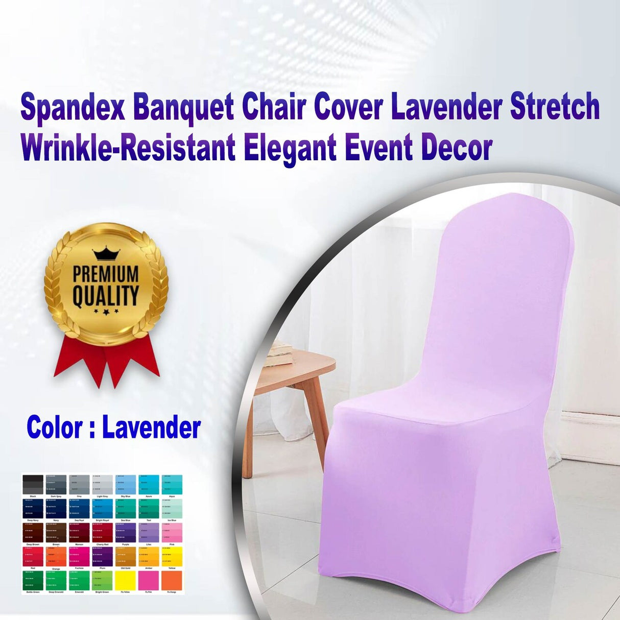 1 Piece Spandex Banquet Chair Cover Lavender Stretch Wrinkle Resistant Elegant Event Decor