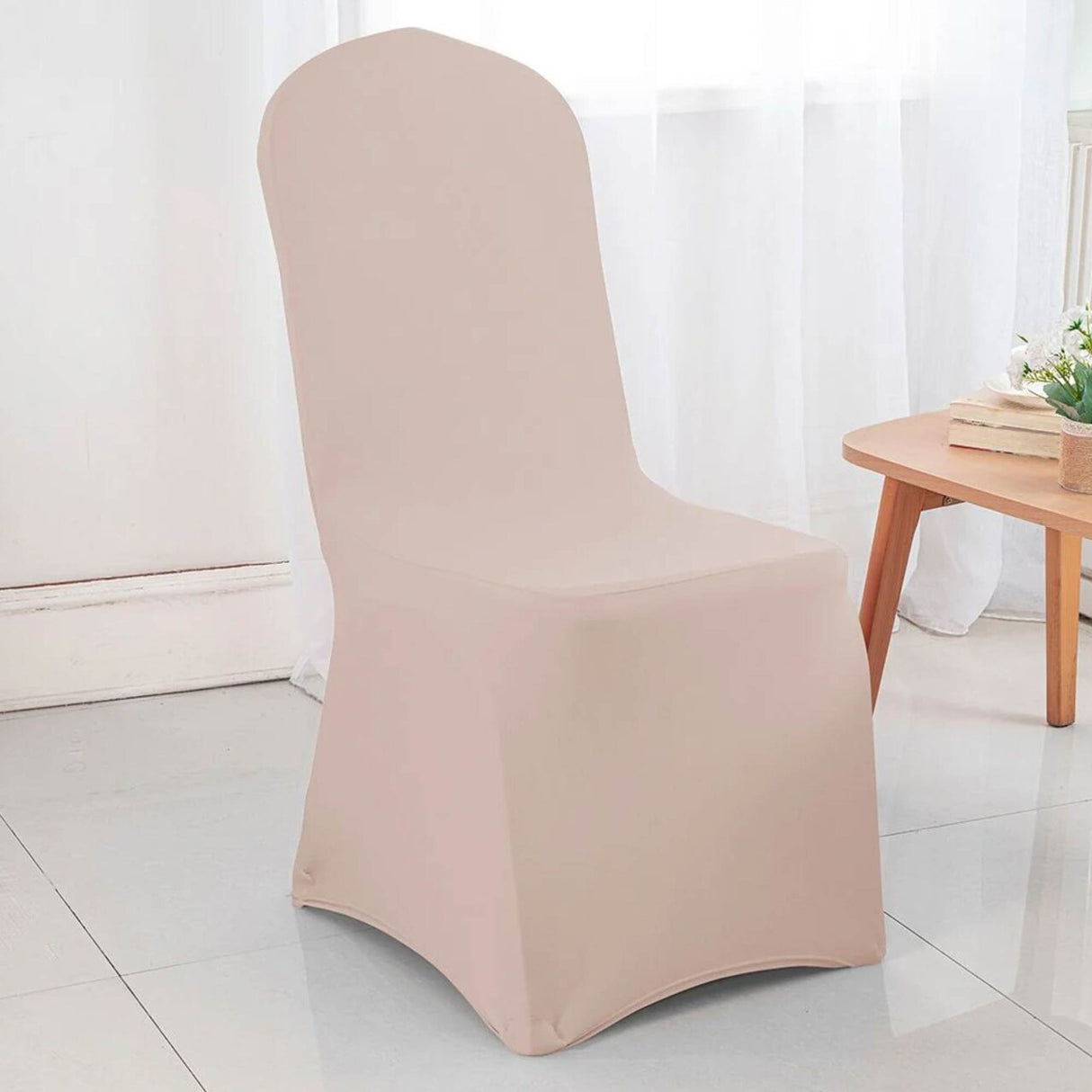 1 Piece Spandex Banquet Chair Cover Blush Pink or Rose Gold Stretch Wrinkle Resistant