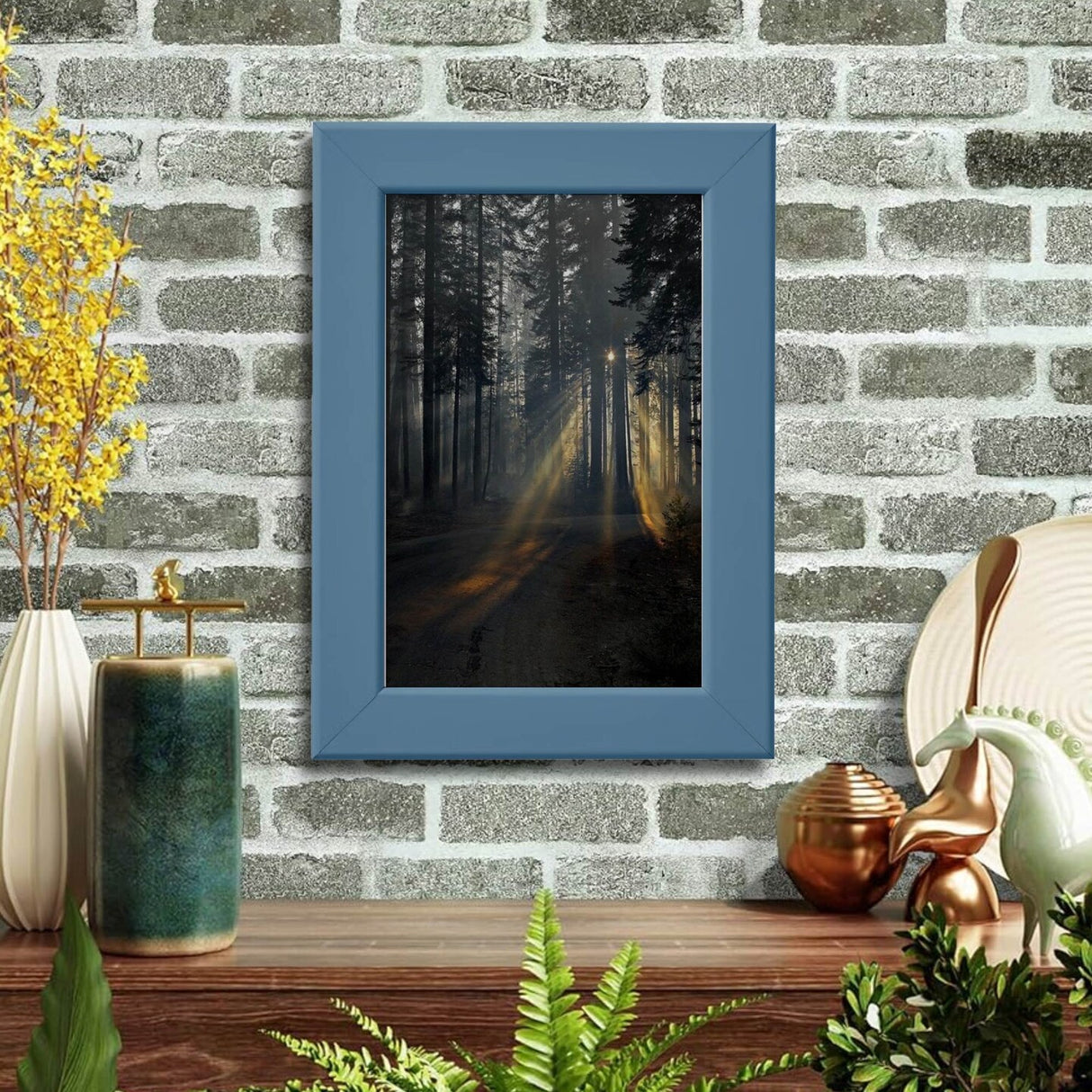 4x6" Dark Gray-Blue Frame – Hang or Stand, Horizontal/Vertical, No-Nail Hanging