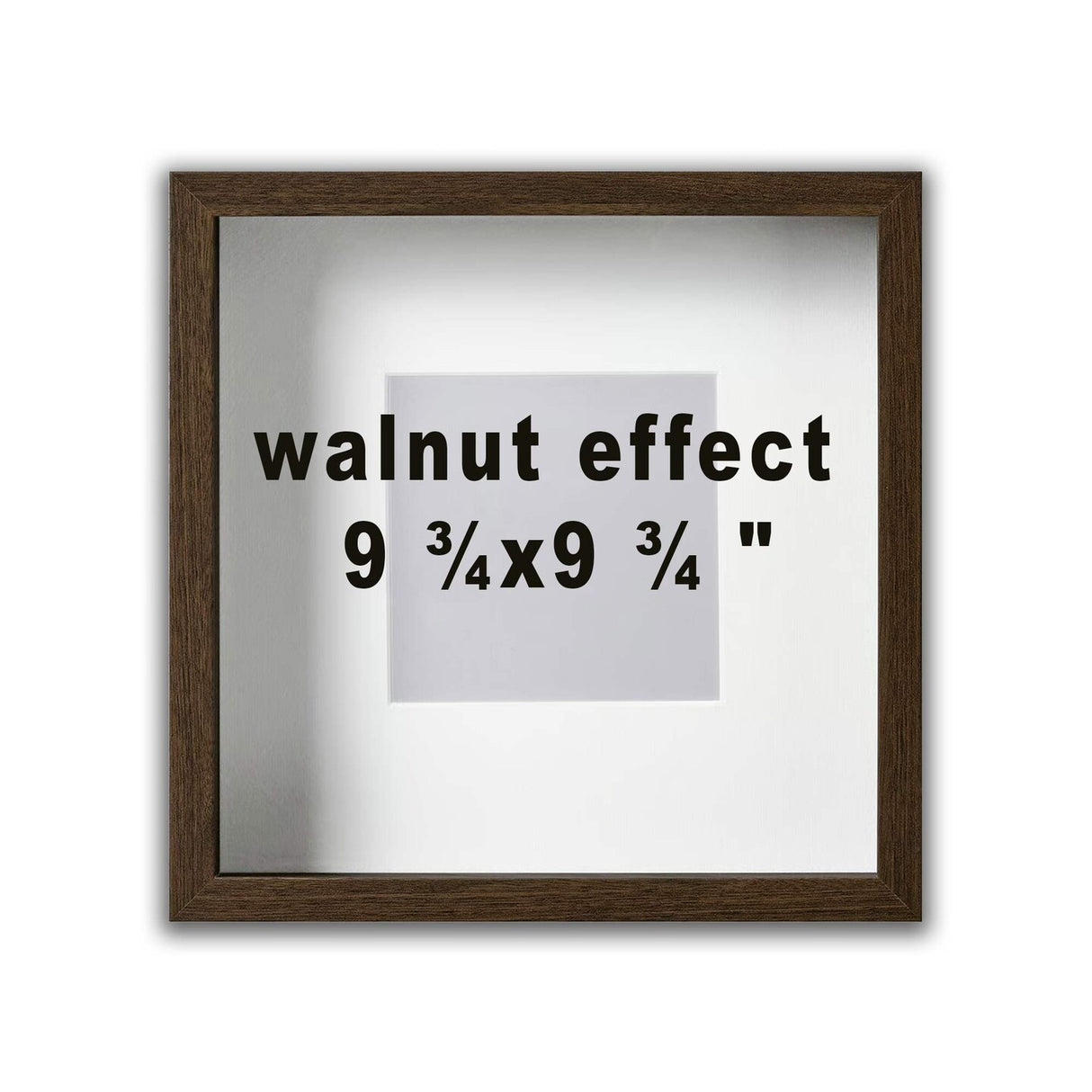 9 ¾x9 ¾" Walnut-Effect Frame with Acid-Free Mat & Plastic Front – Deep Design for Hanging or Standing, ALFTA Hook Compatible