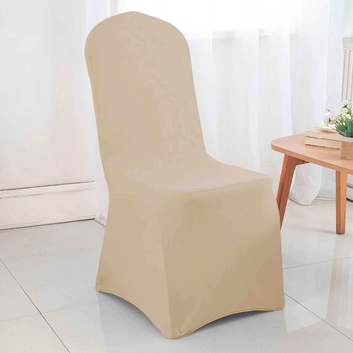 1 Piece Spandex Banquet Chair Cover Champagne Stretch Wrinkle Resistant Event Decoration