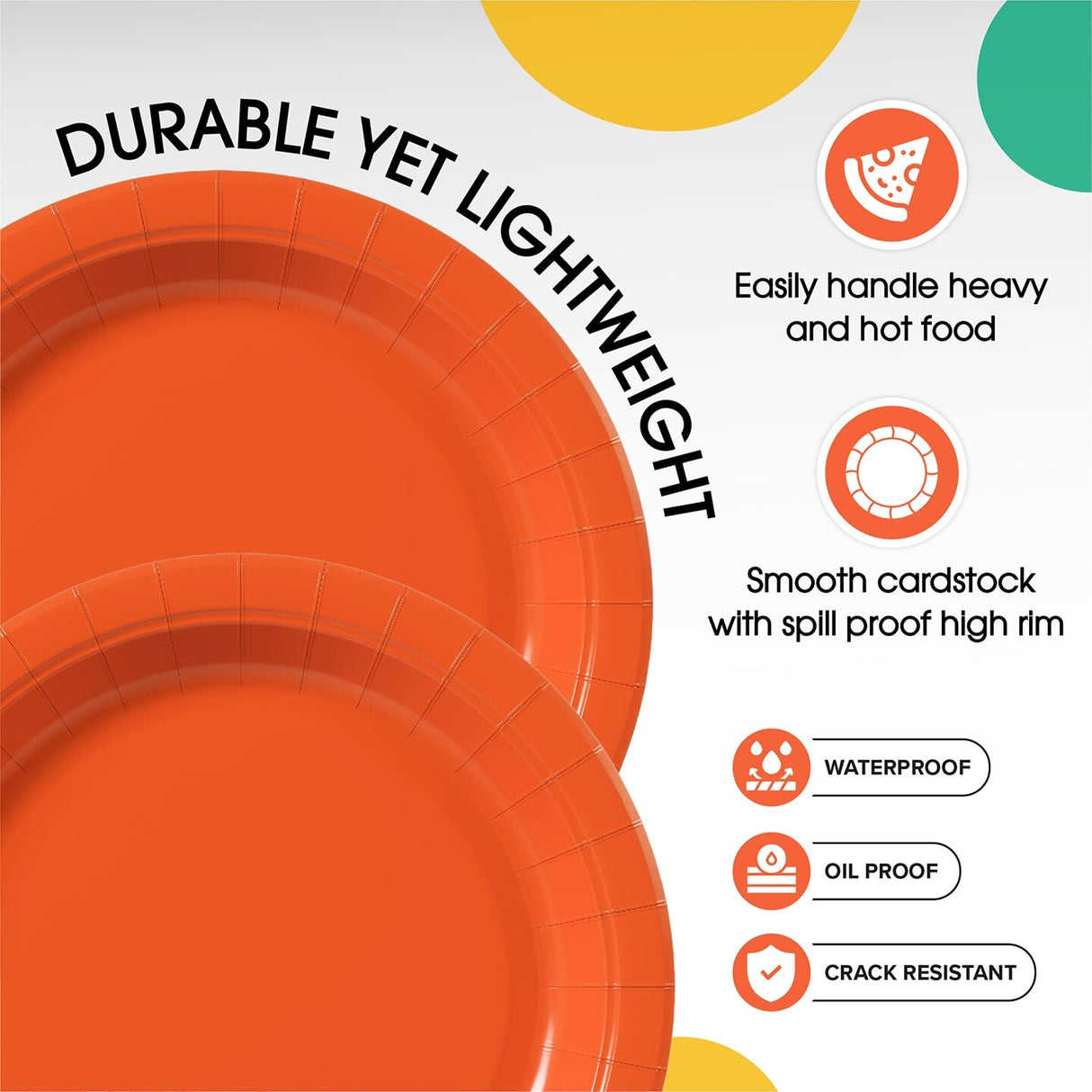 1000 Count Orange Disposable Paper Plates Party Supplies 7 Inch