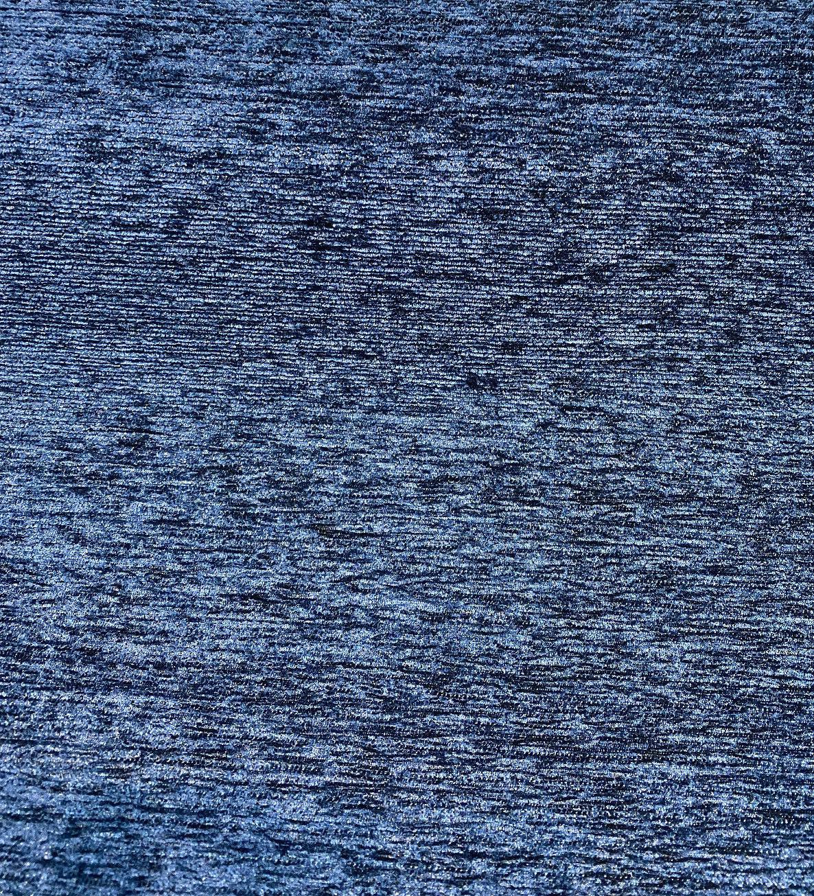 Navy Blue Heavy Chenille Backed Upholstery Fabric - Navy Blue, 58" Width (1 Yard)