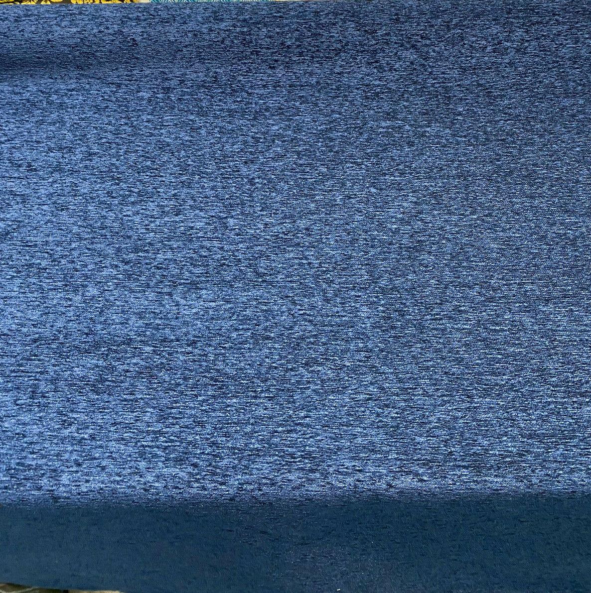 Navy Blue Heavy Chenille Backed Upholstery Fabric - Navy Blue, 58" Width (1 Yard)