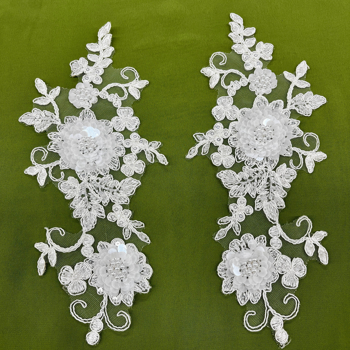 Beaded Floral Lace Applique