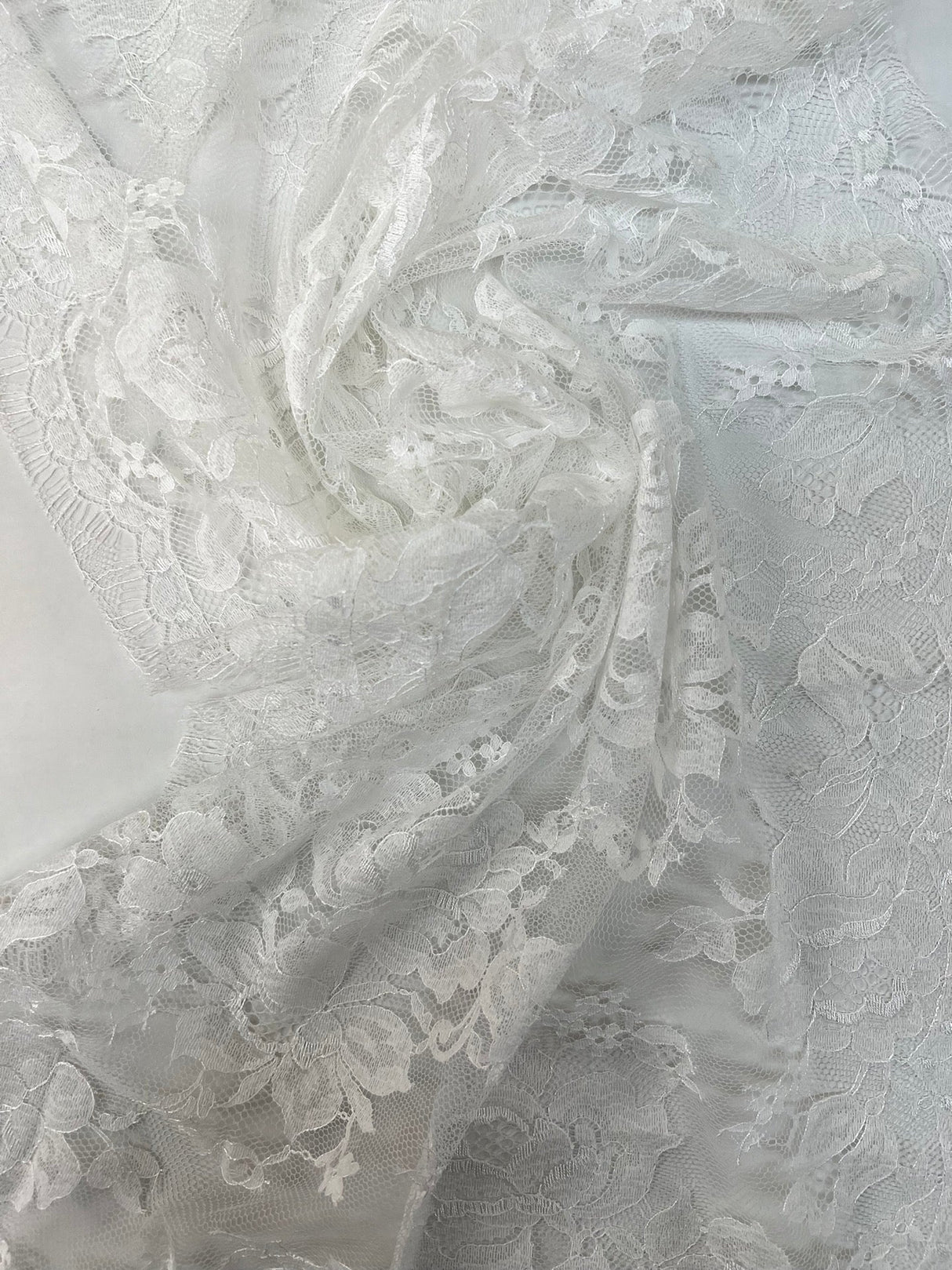 Cotton Lace Mesh Floral White