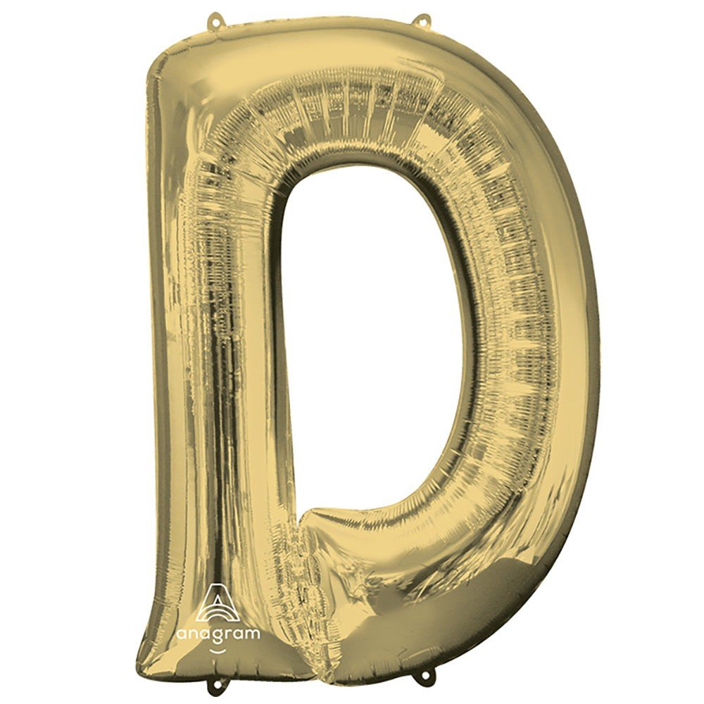 Foil Letter D Balloon White Gold