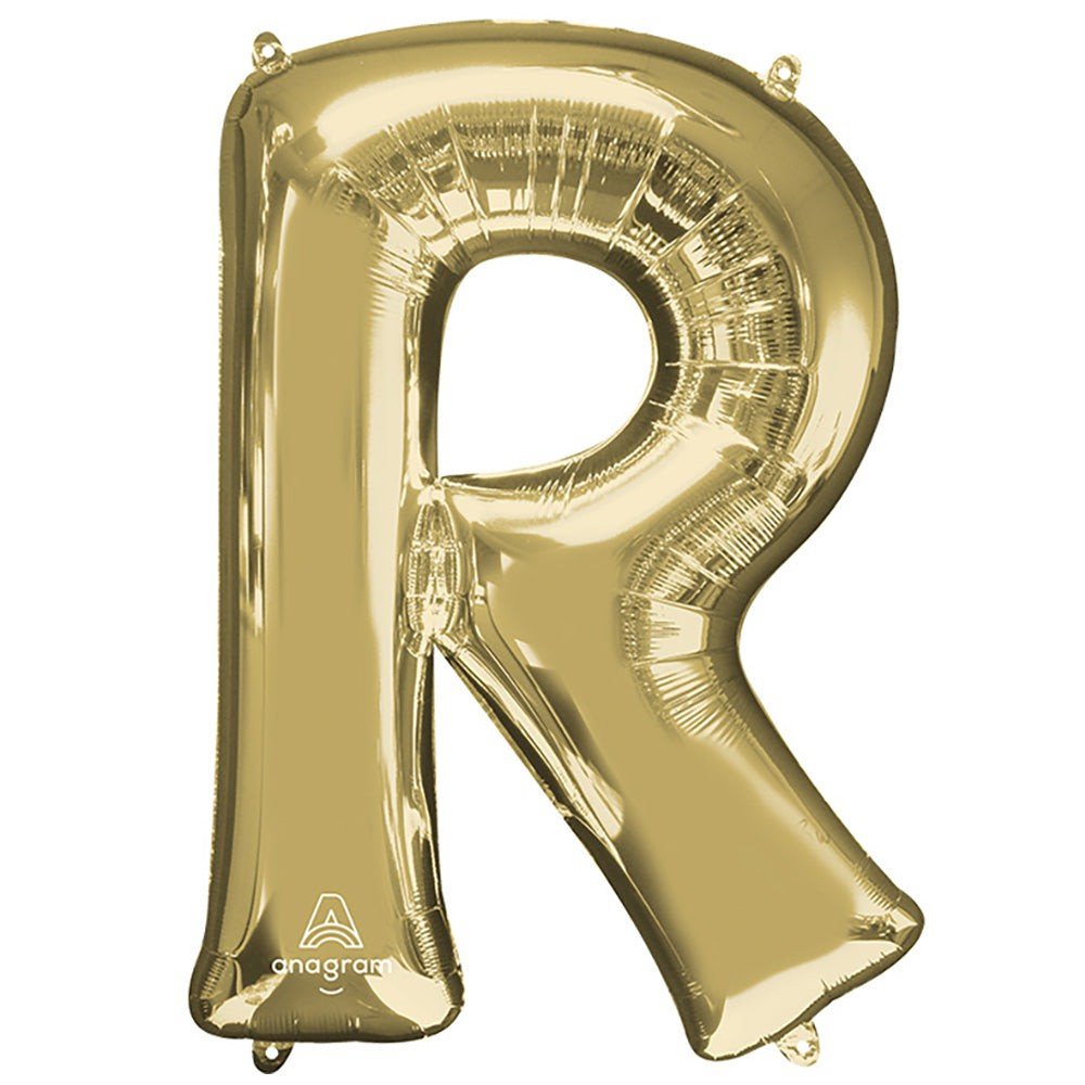 Foil Balloon Letter R White Gold