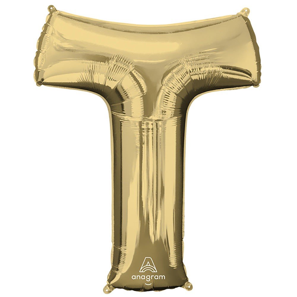 Foil Balloon Letter T White Gold