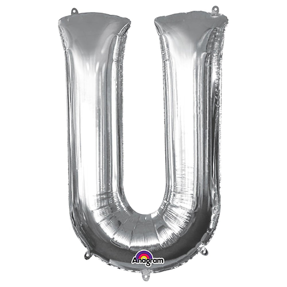 Letter U Silver Foil Balloon