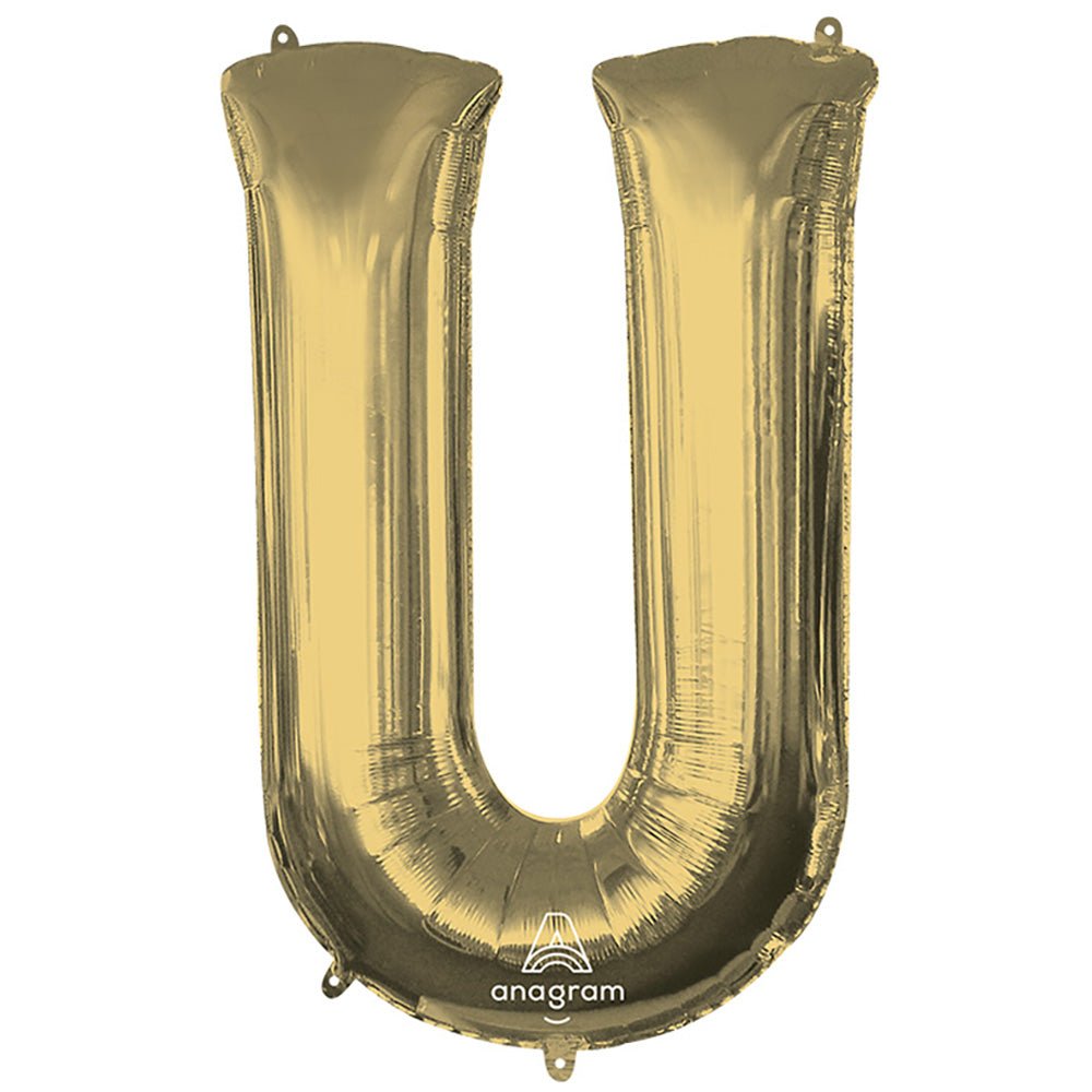 Foil Balloon Letter U White Gold