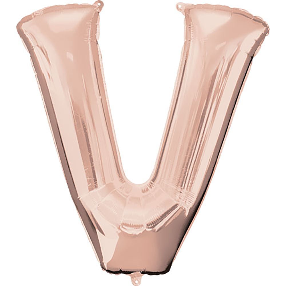 Letter V Rose Gold Foil Balloon