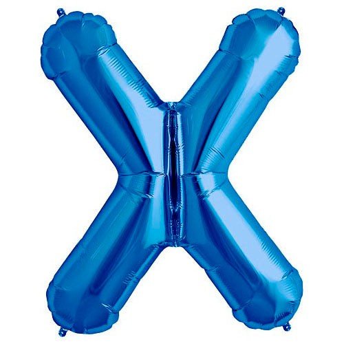 Foil Letter X Balloon Blue 34 Inch