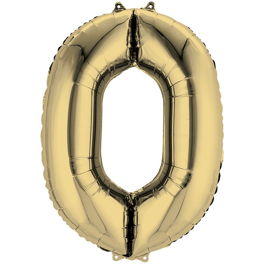 Foil Balloon 34 Inch Number 0 White Gold