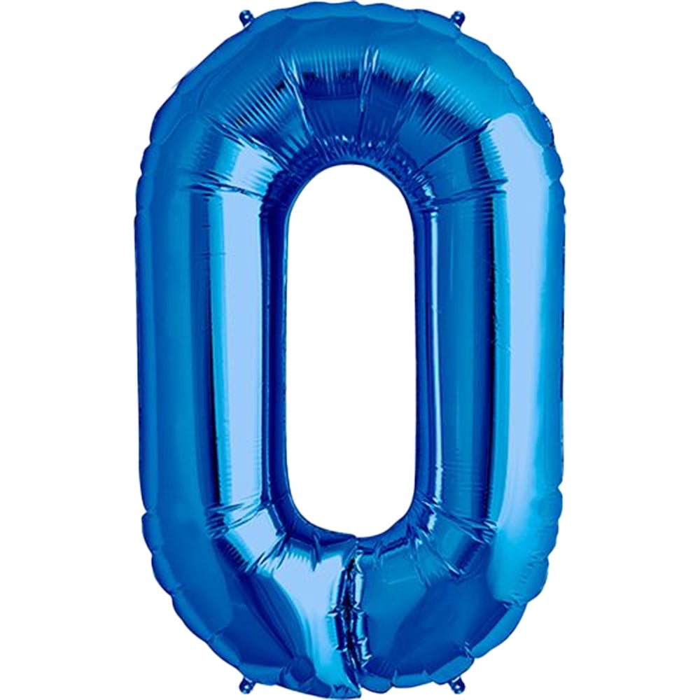 Foil Balloon Number 0 Royal Blue
