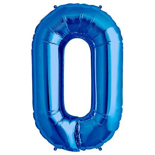 Foil Balloon Number 0 Blue 34 Inch