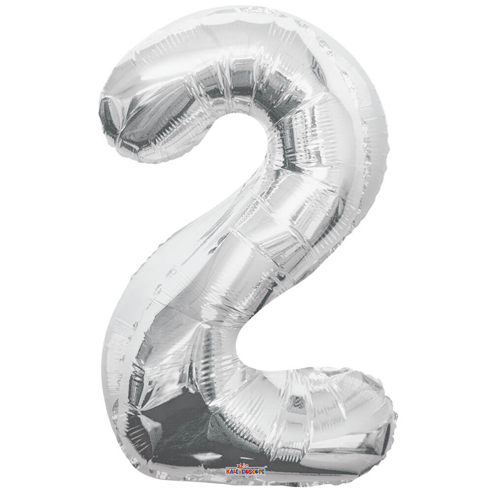 Foil Number 2 Silver Balloon 34 Inch
