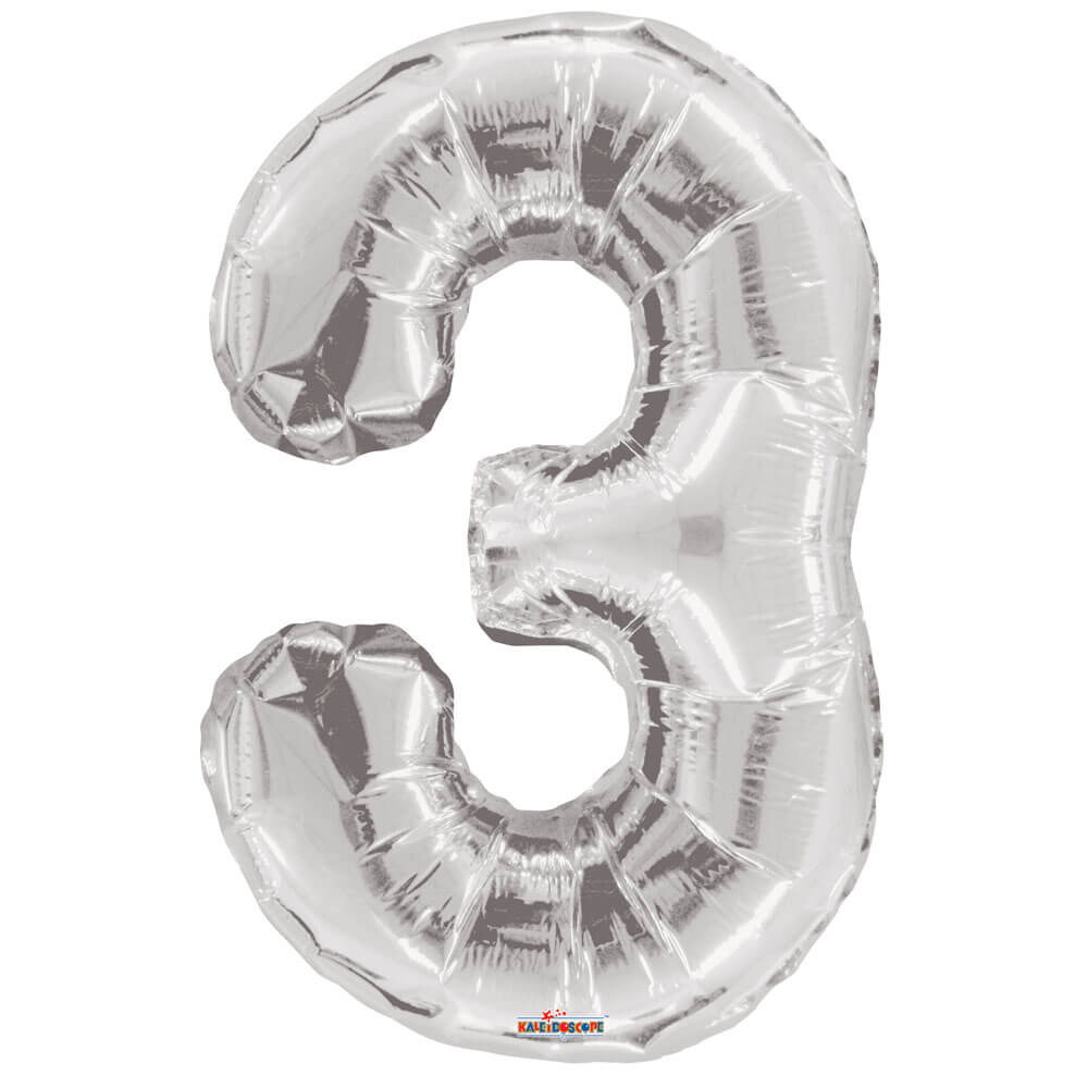 Foil Balloon Number 3 Silver