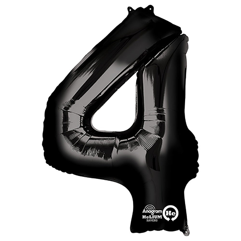 Black Foil Number 4 Balloon