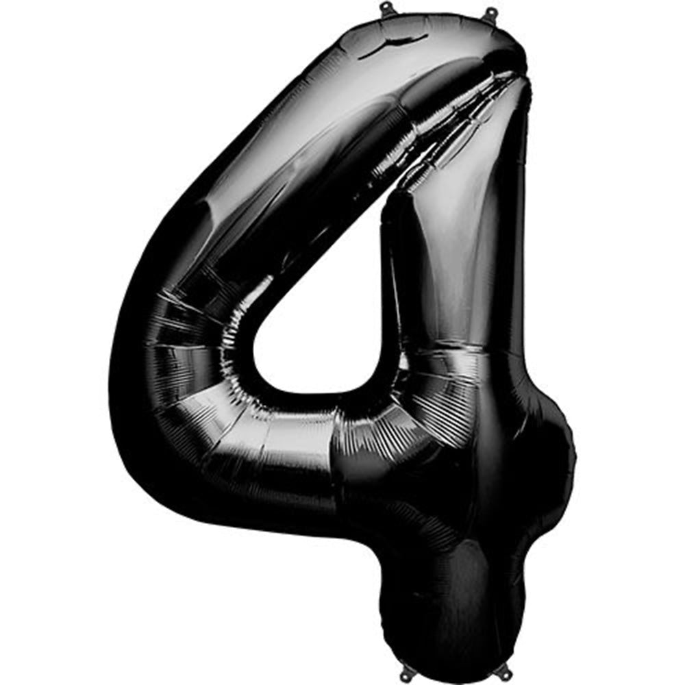 Number 4 Black Foil Balloon