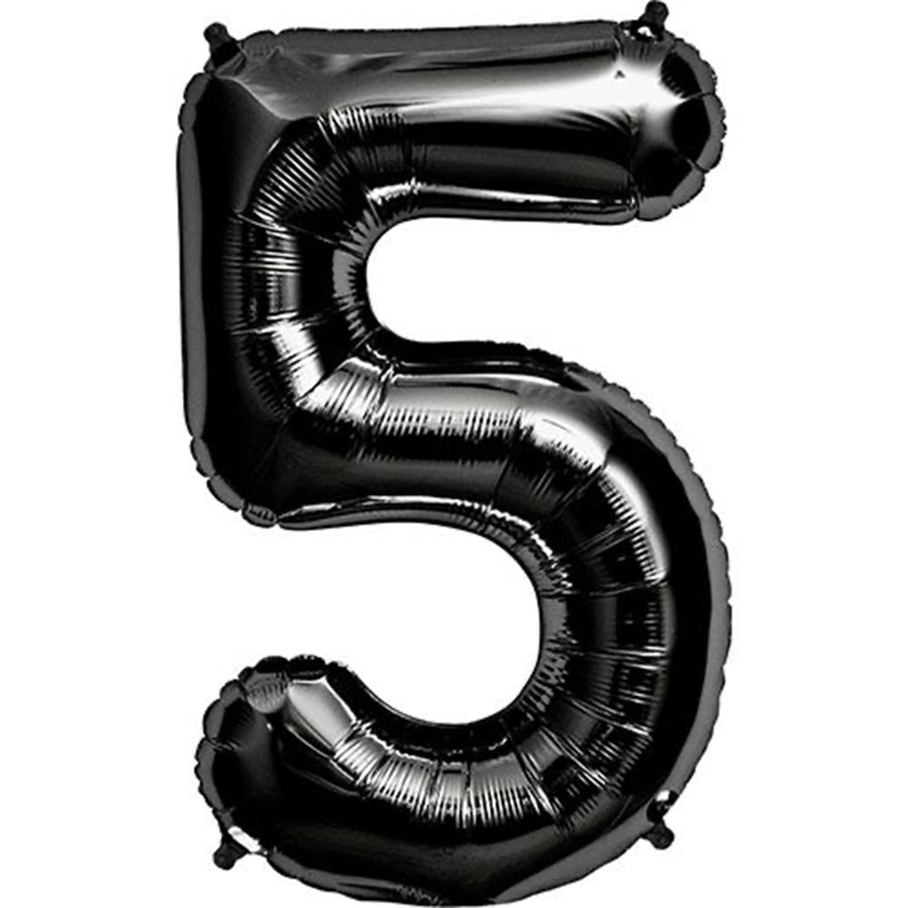 Number 5 Black Foil Balloon