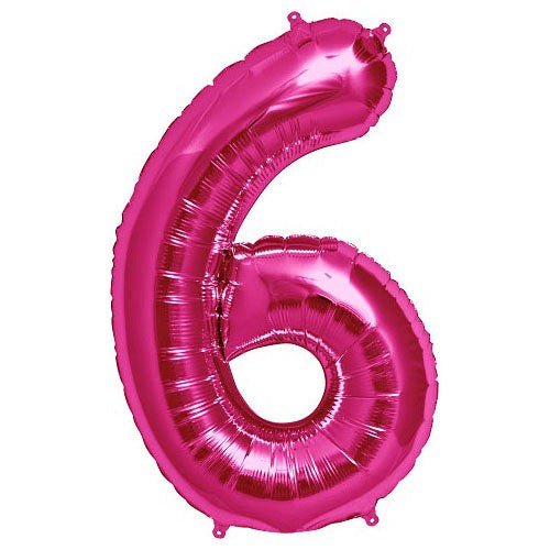 Foil Balloon Number 6 Magenta