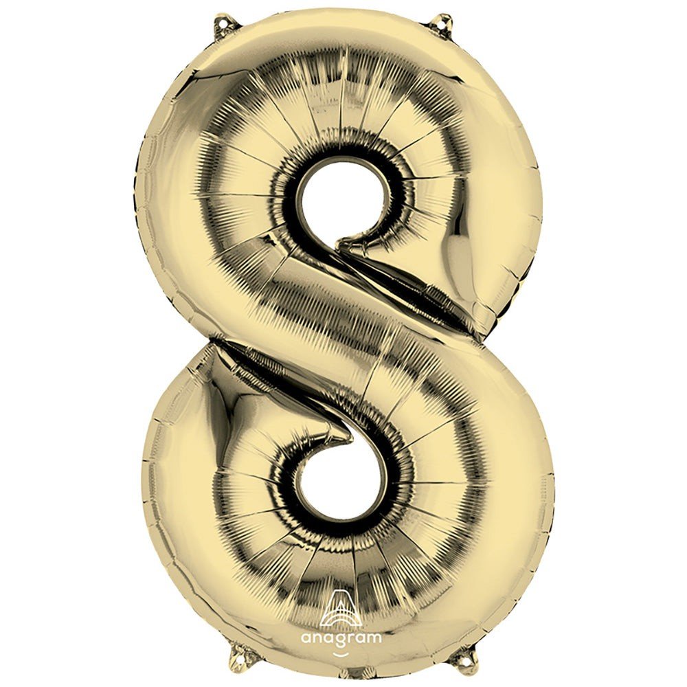 Foil Balloon Number 8 White Gold