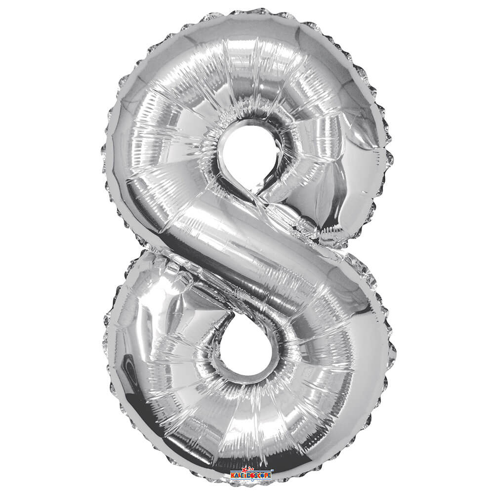 Number 8 Silver Foil Balloon