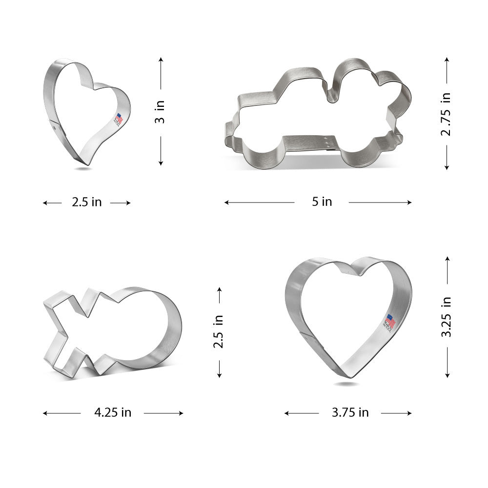 Hearts Truck XO Cookie Cutters 4 Pc Set HS0471