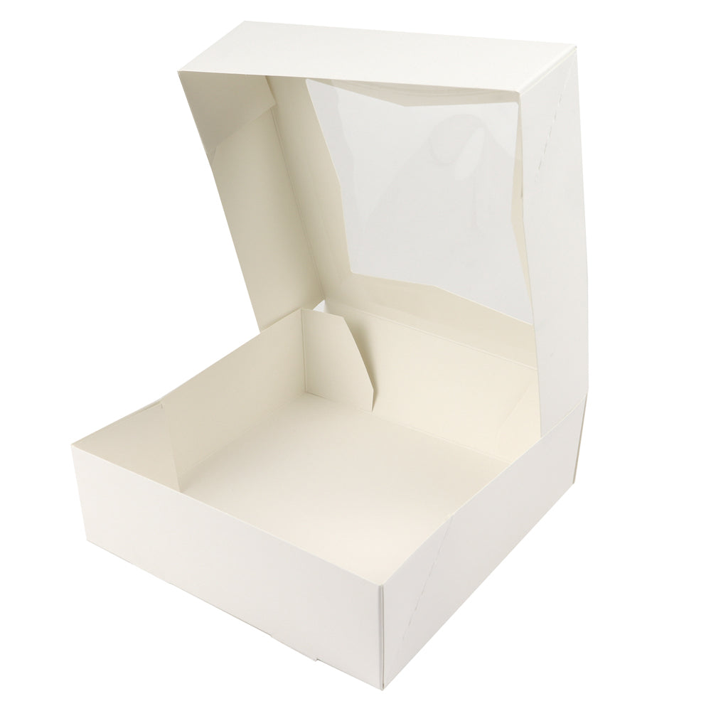 O'Creme White Pie Box, with Window, 8 x 8 x 2.5 Inch Deep - Case of 200