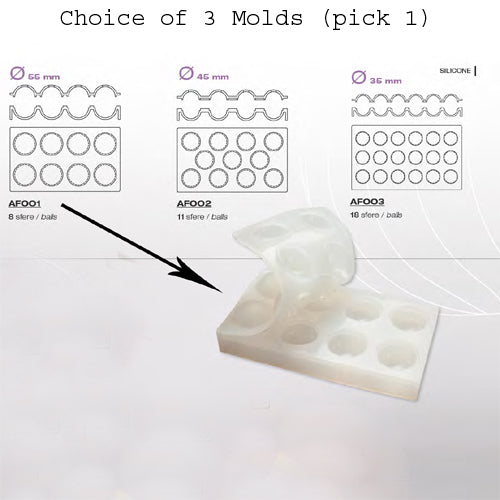Pavoni Translucent Silicone Sphere Mold Size: 35mm (1-3/8"), 18 Cavities