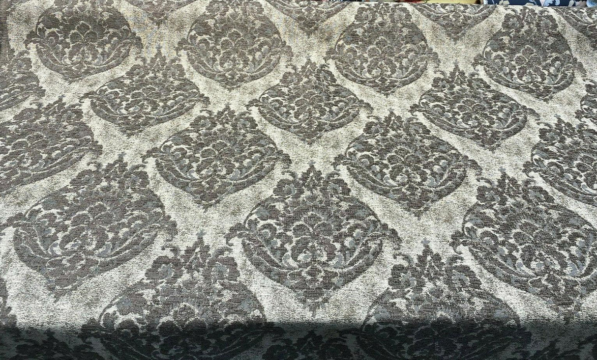 Swavelle Burano Chenille Fabric - Mushroom Taupe, 58" Width, 14" Horizontal Repeat, 14" Vertical Repeat (1 Yard)