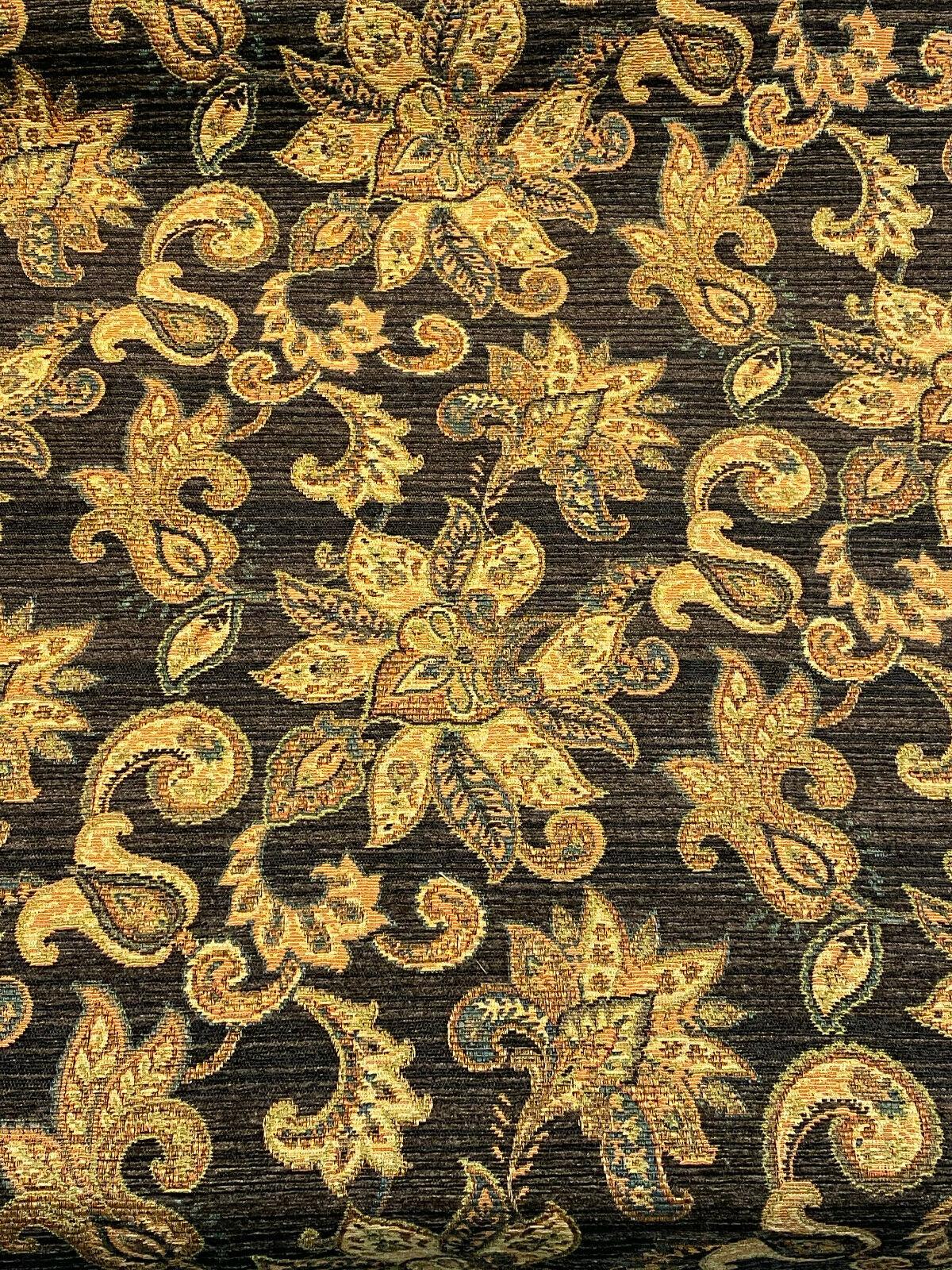Swavelle Halliwell Floral Chenille Chenille Fabric - Onyx Floral, 56" Width (1 Yard)