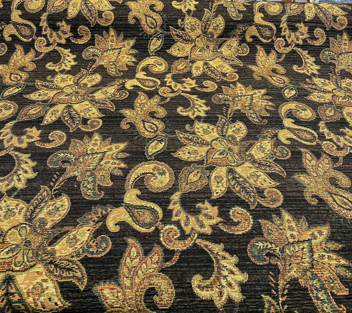 Swavelle Halliwell Floral Chenille Chenille Fabric - Onyx Floral, 56" Width (1 Yard)