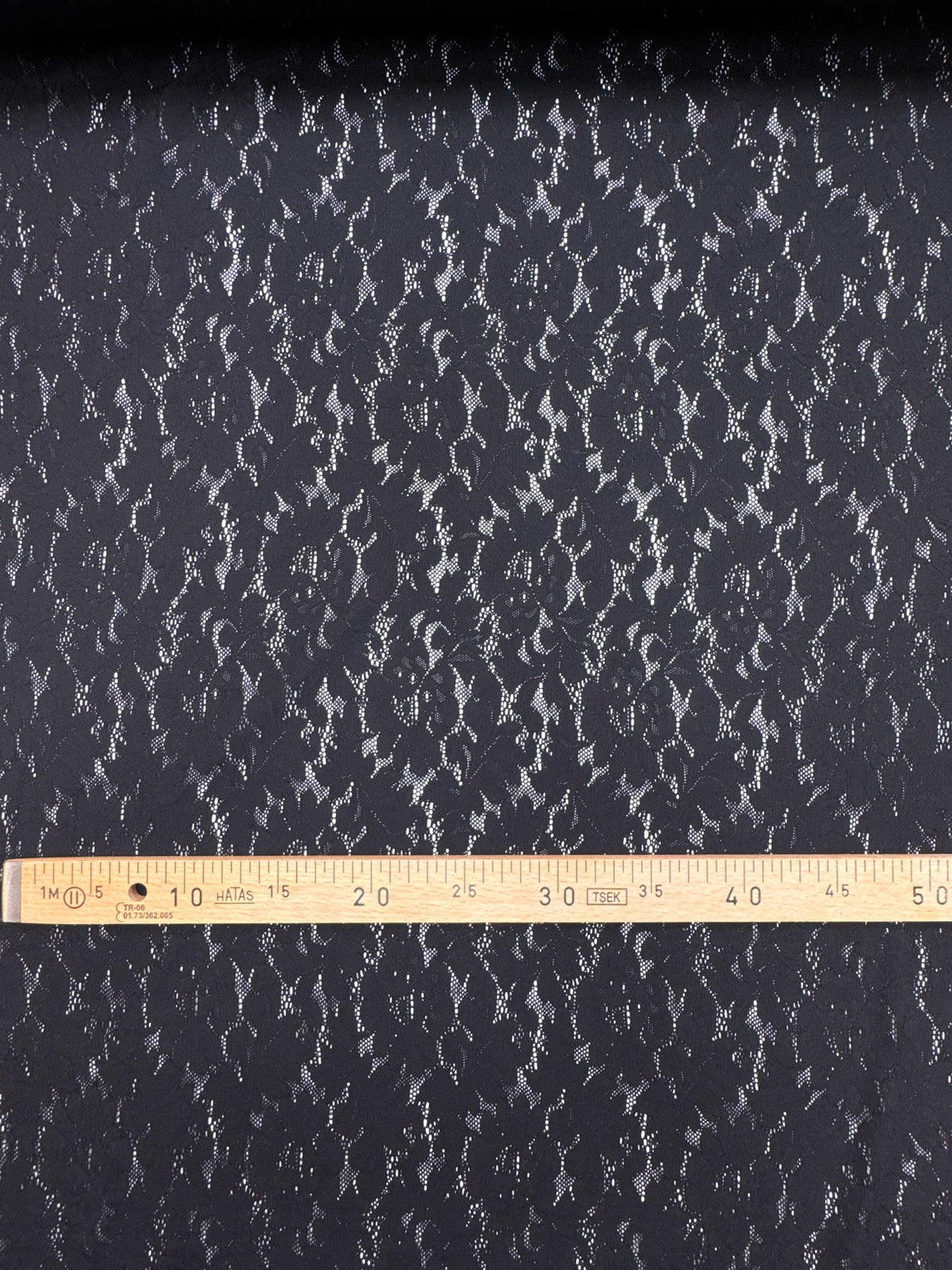 Black Polyamide Elastane Knitted Floral Fabric