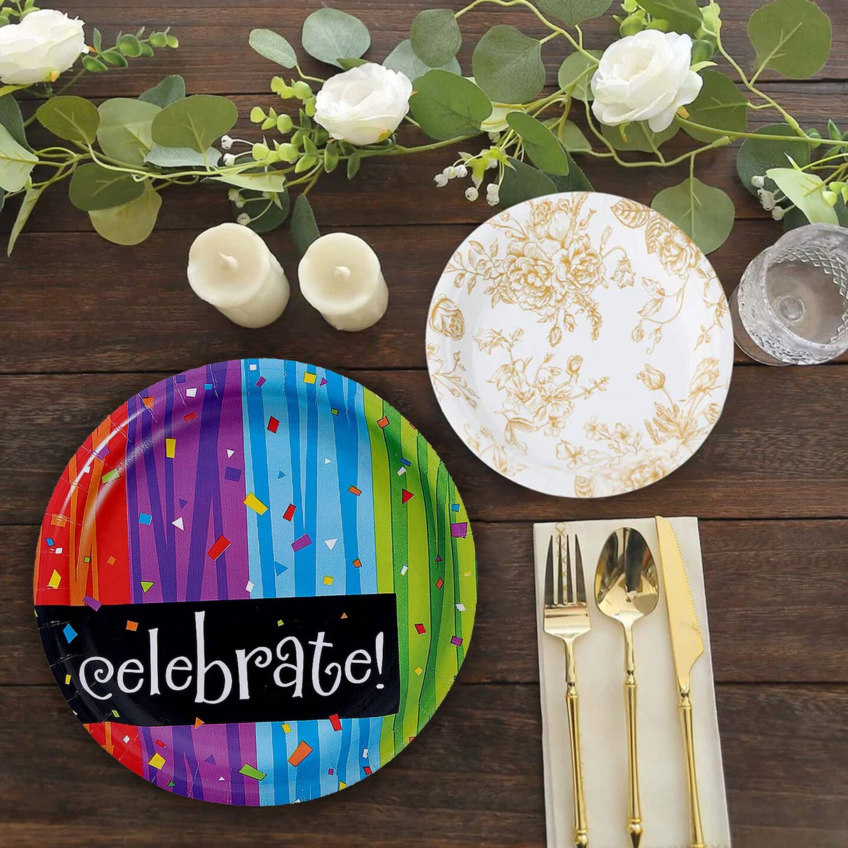 8 Count 40th Birthday Burst Paper Dessert Plates 7 Inch Disposable Party Supplies Anniversary