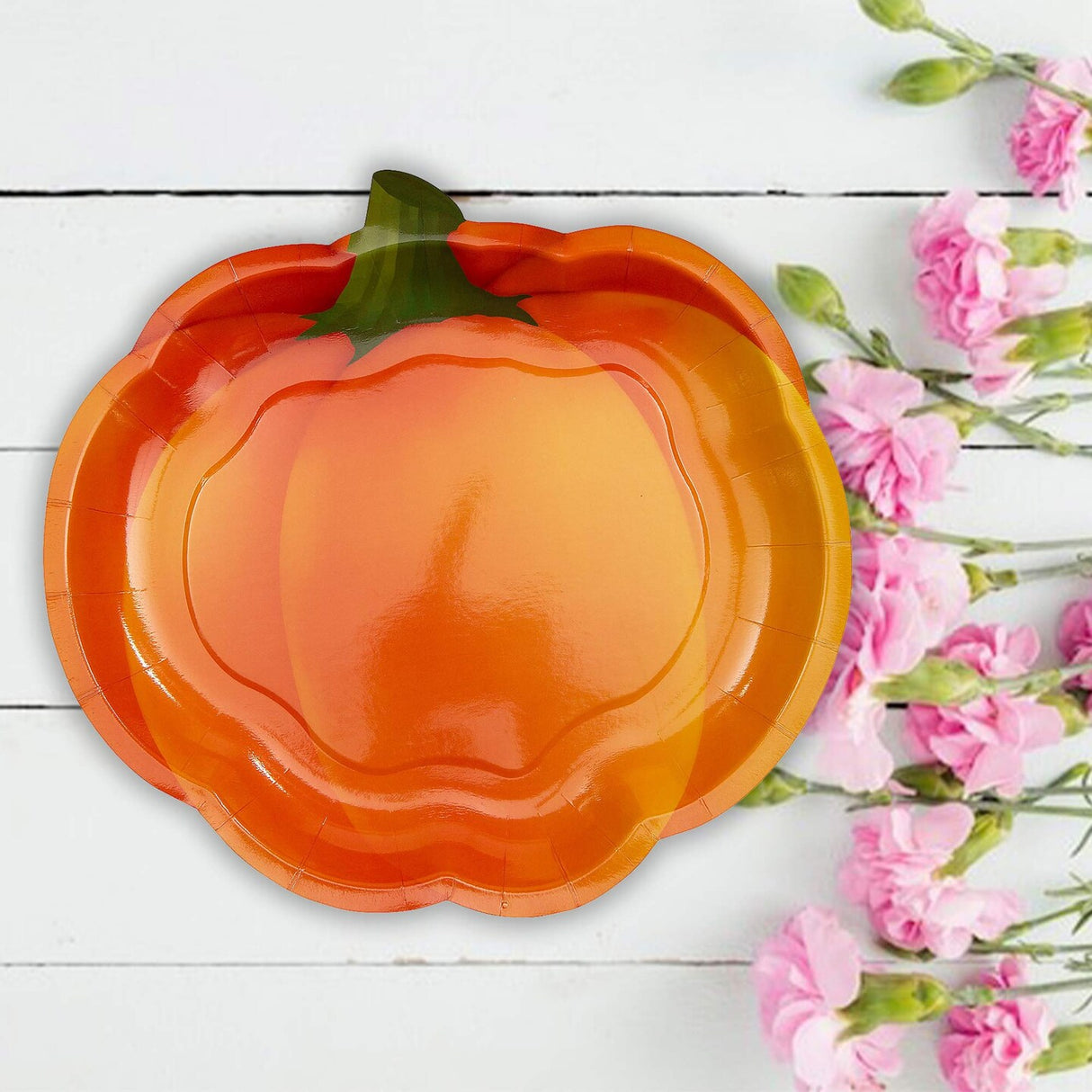 8 Count Pumpkin Shaped Dinner Plates for Fall Harvest Halloween Party Supplies 10"