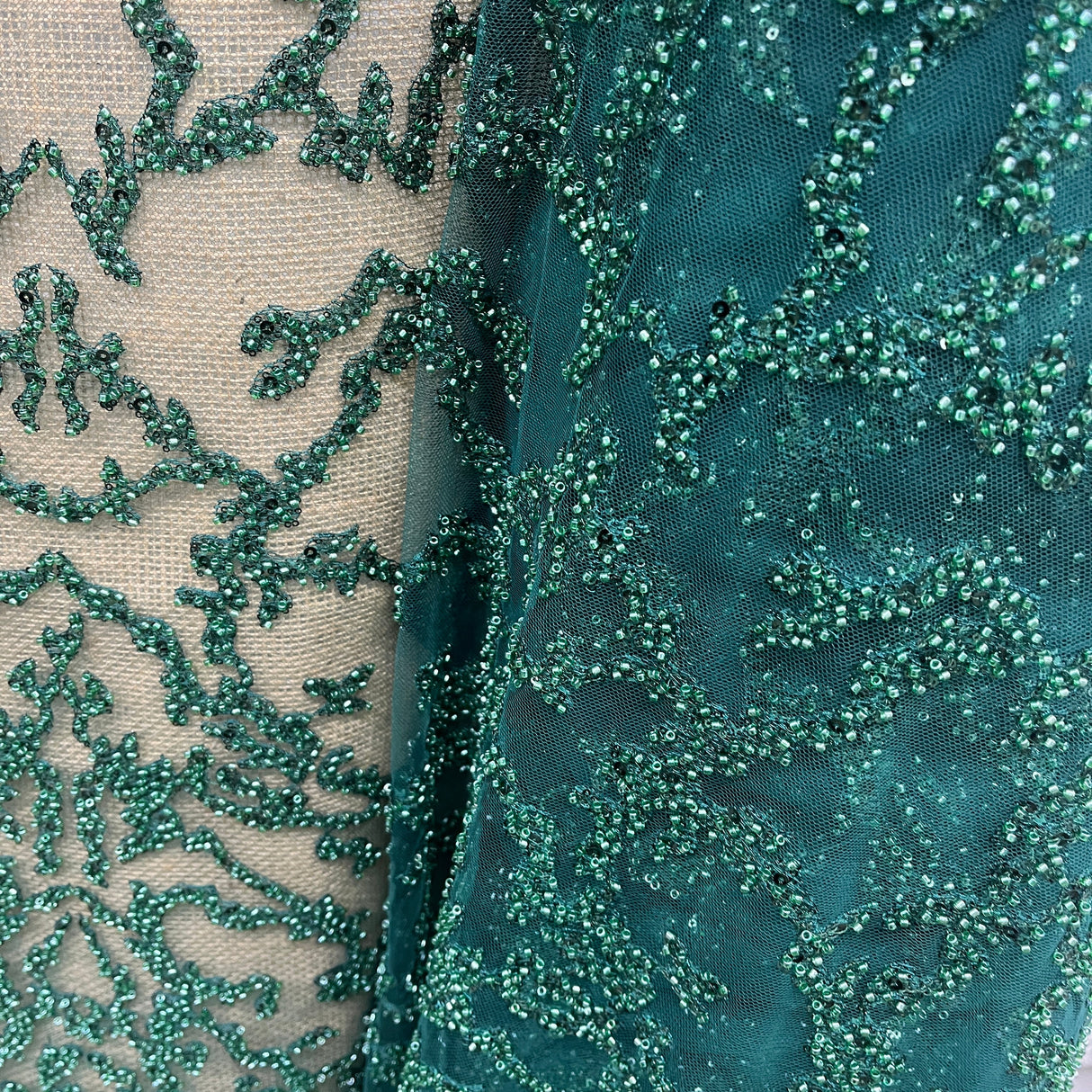 Beaded Lace Fabric Embroidered Mesh