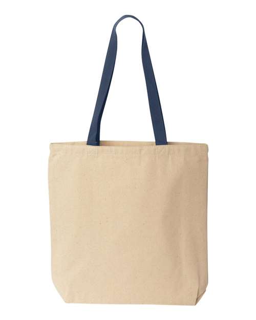 Natural Cotton Canvas Tote with Contrast-Color Handles
