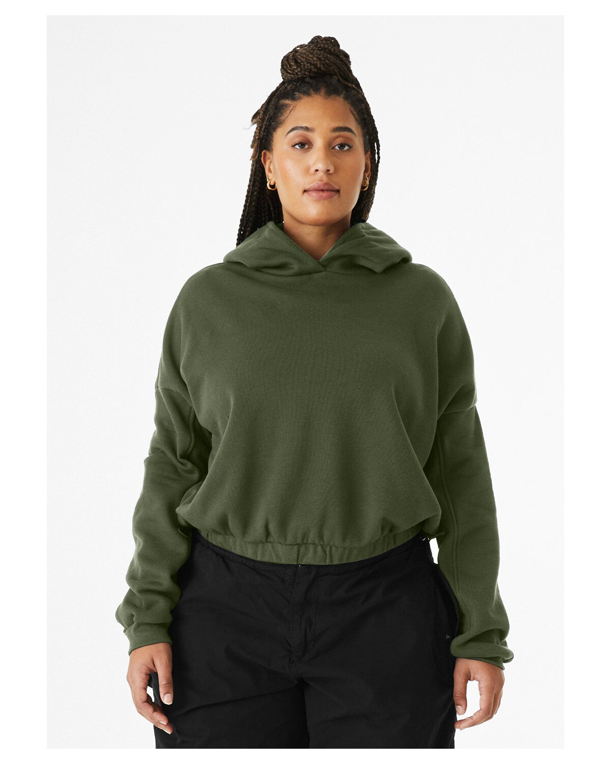 Bella + Canvas® Ladies Sponge Fleece Cinched Bottom Hooded Sweatshirt