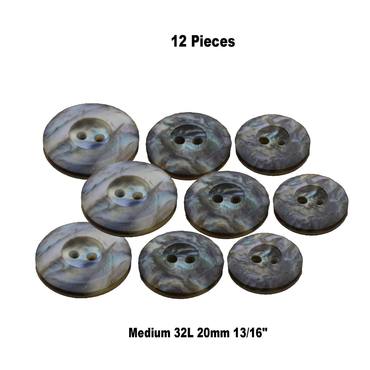 12 Pcs 20mm Gray Marble Shell Buttons 2-Hole Faux Shell Plastic Sewing Buttons for Crafts & Apparel